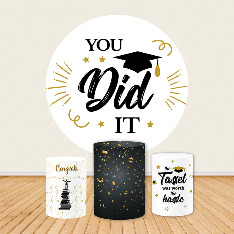 You Did It Graduation Party Decor Round Backdrop Covers-ubackdrop