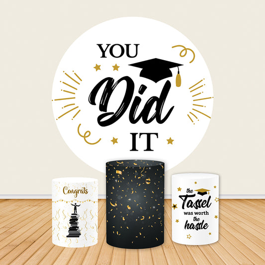 You Did It Graduation Party Decor Round Backdrop Covers-ubackdrop