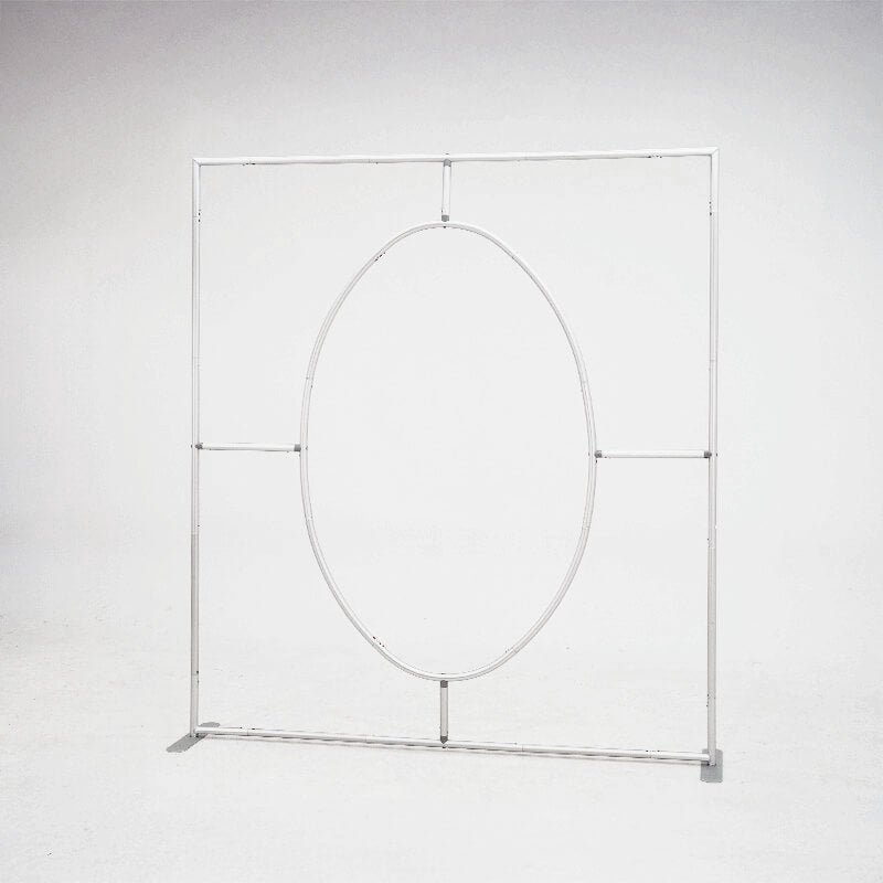 7x8ft Oval Cutout Square Ruched Fabric Backdrop Stand for Events-ubackdrop