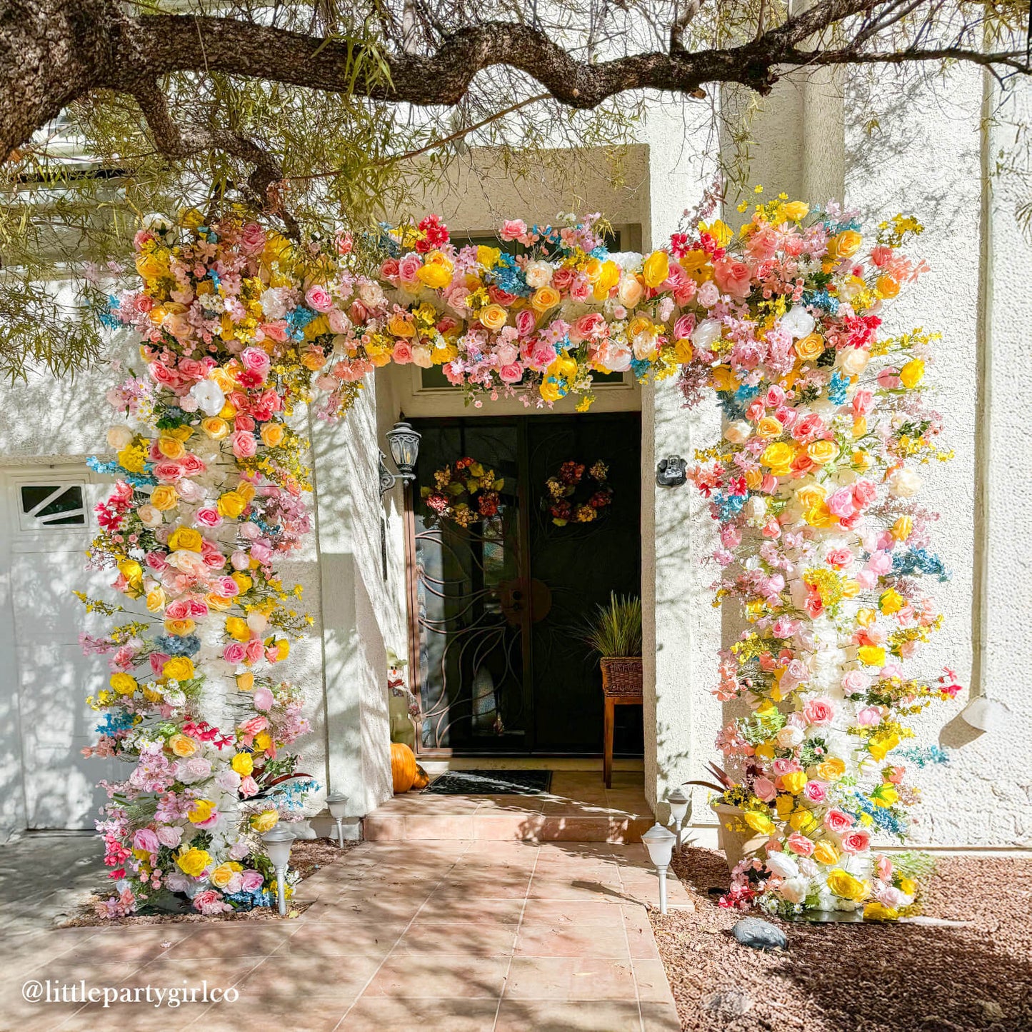Colorful Arch Artificial Flower Wall For Event Wedding-ubackdrop