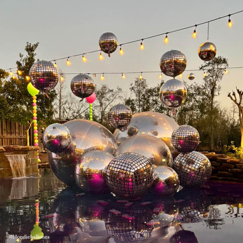 Silver Inflatable Mirror Ball Reusable Big Bubble Balloon-ubackdrop
