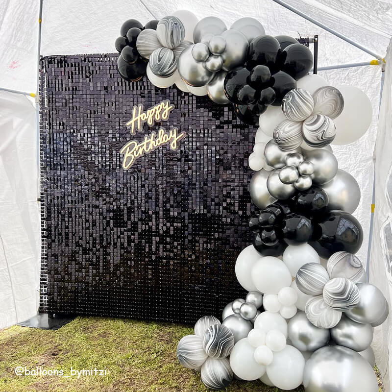 Black Shimmer Wall Panels – Easy Setup Wedding/Event/Theme Party Decorations-ubackdrop