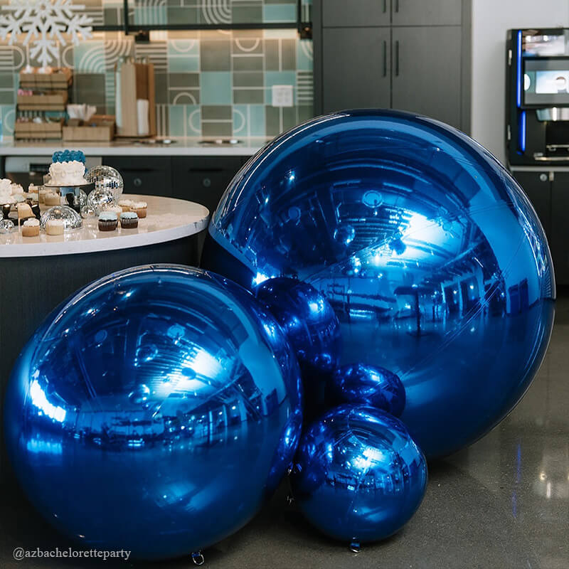 Blue Inflatable Mirror Ball Reusable Big Bubble Balloon-ubackdrop