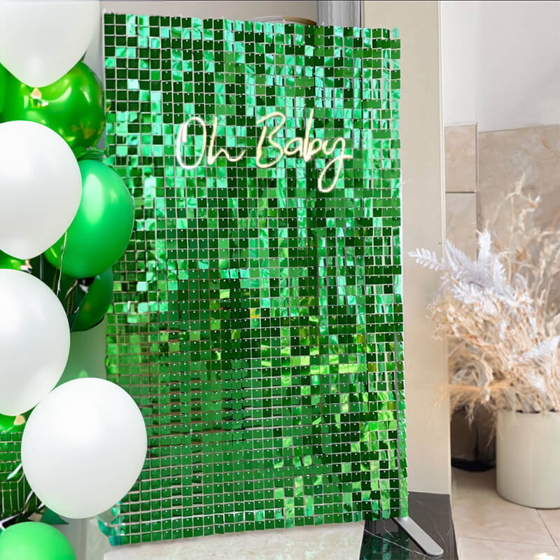 Bright Green Shimmer Wall Panels – Easy Setup Birthday/Event/Theme Party Decorations-ubackdrop