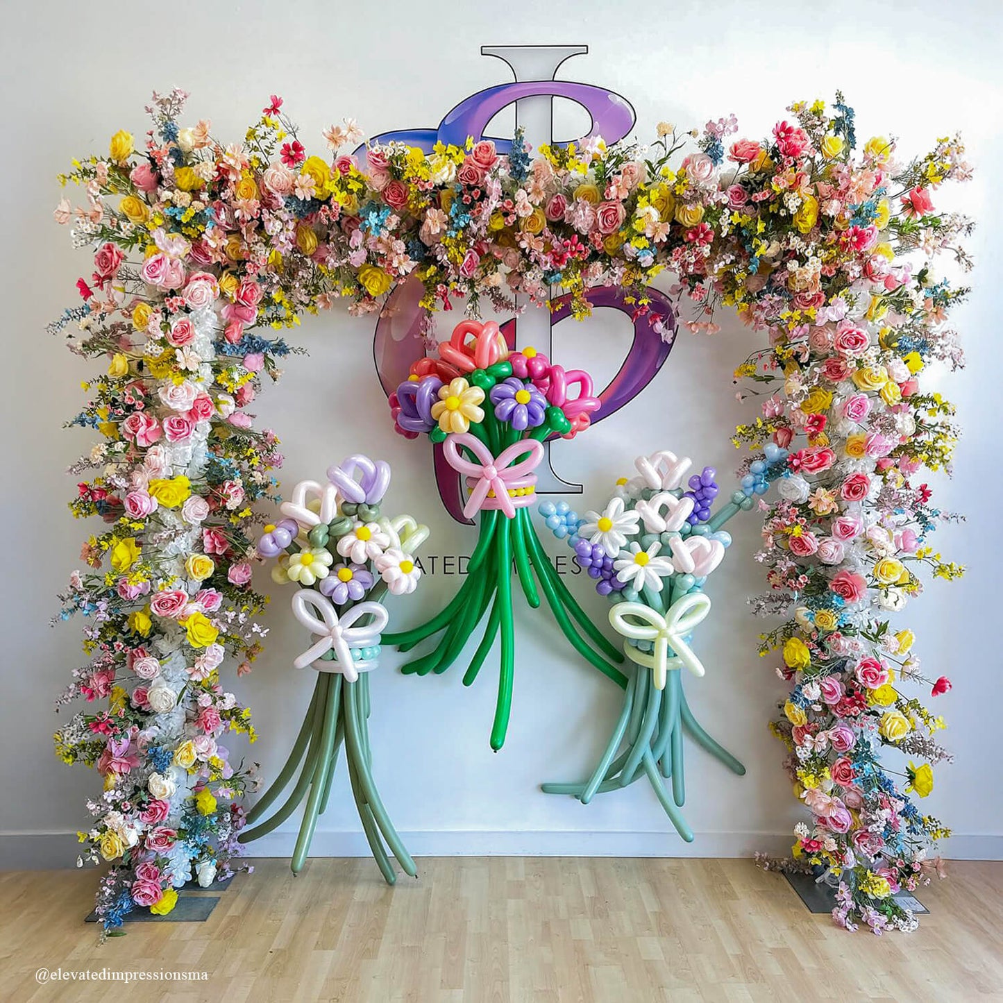Colorful Arch Artificial Flower Wall For Event Wedding-ubackdrop