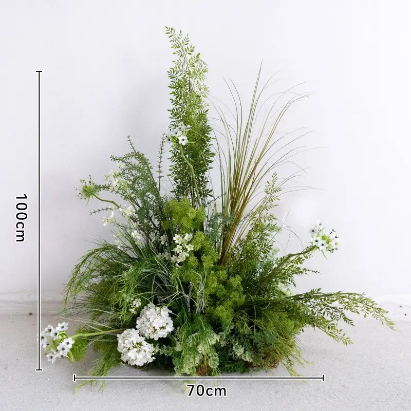 6+7FT Flower Arch Green White Flower Backdrop for Wedding Proposal Party Decor-ubackdrop