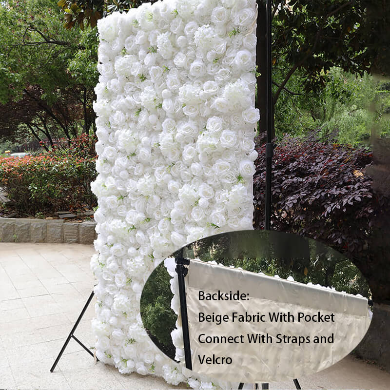 3D White Luxury Fabric Artificial Flower Wall Wedding Party Decor-ubackdrop