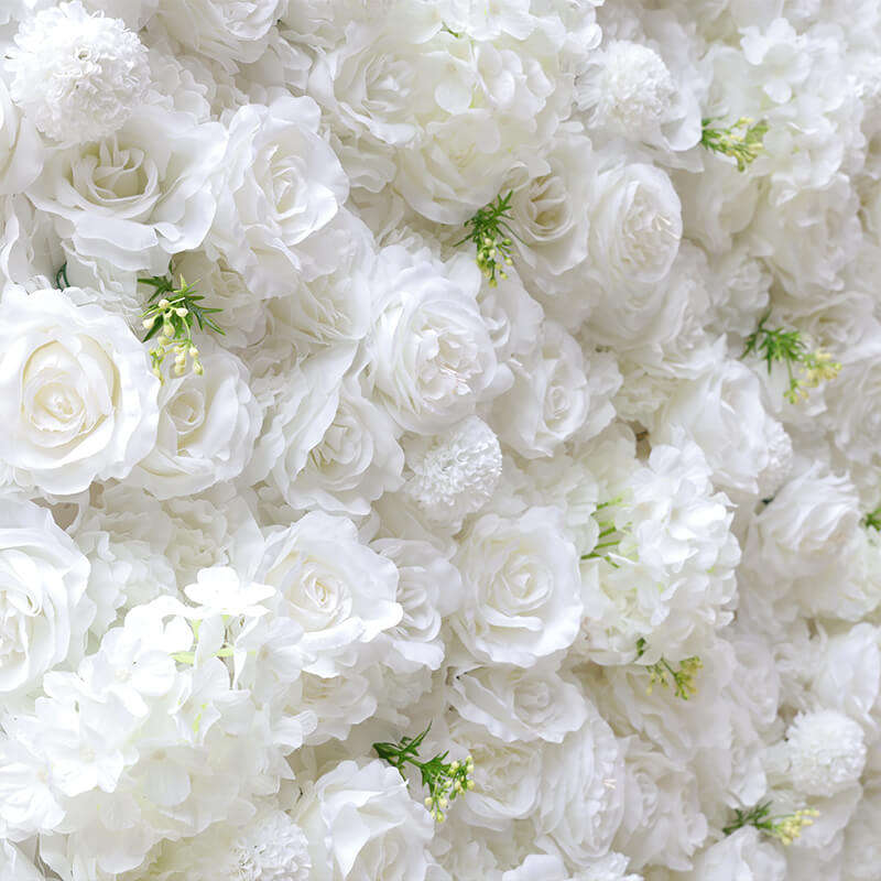 3D White Luxury Fabric Artificial Flower Wall Wedding Party Decor-ubackdrop