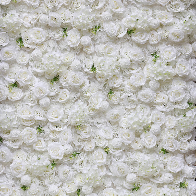 3D White Luxury Fabric Artificial Flower Wall Wedding Party Decor-ubackdrop