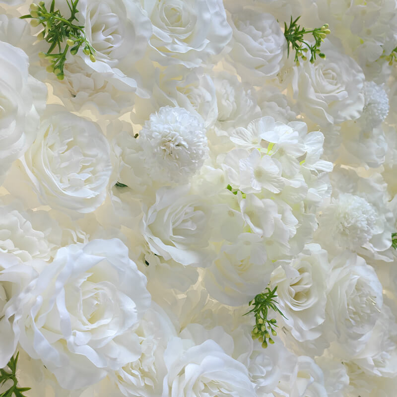 3D White Luxury Fabric Artificial Flower Wall Wedding Party Decor-ubackdrop