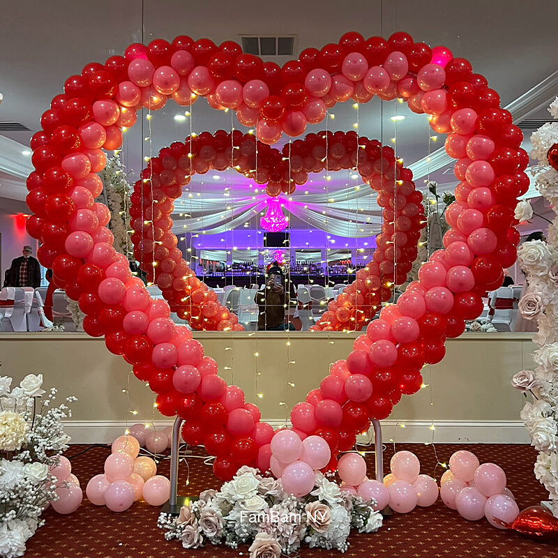 6.5ft Party & Hoop Balloon Heart Shape Loop Flower Arch Photo Booth Backdrop Stand Heart Backdrop-ubackdrop