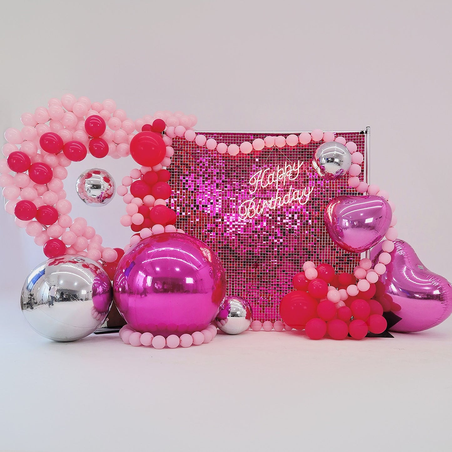 Hot Pink Inflatable Mirror Ball Reusable Big Bubble Balloon-ubackdrop