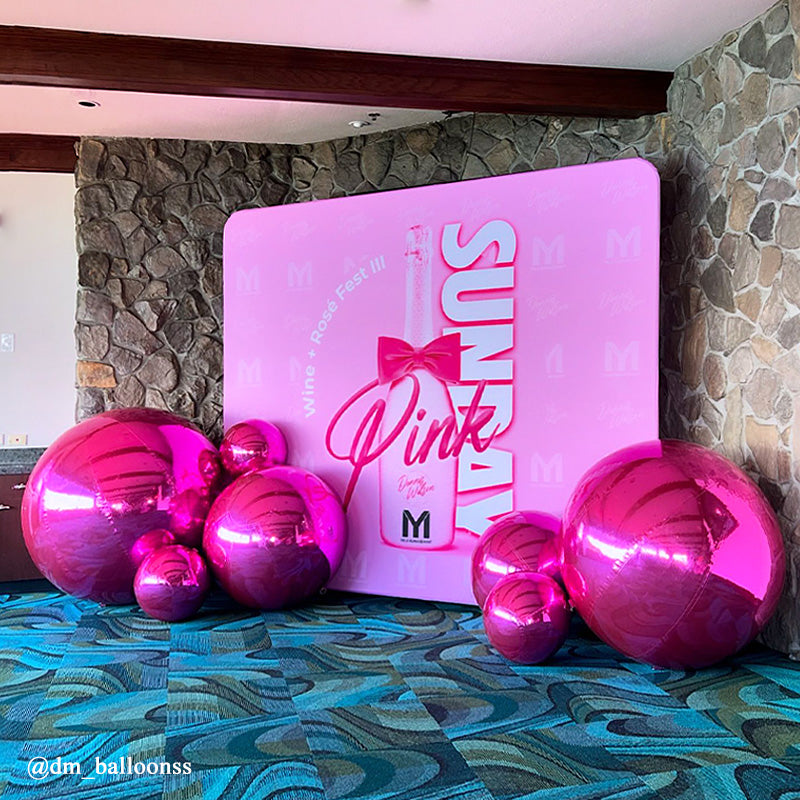 Hot Pink Inflatable Mirror Ball Reusable Big Bubble Balloon-ubackdrop