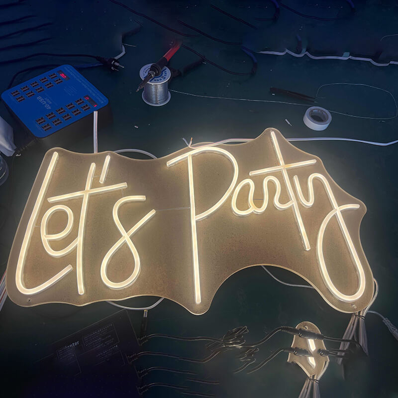 Let's Party LED Neon Sign Resuable Party Decoration Backdrop-ubackdrop