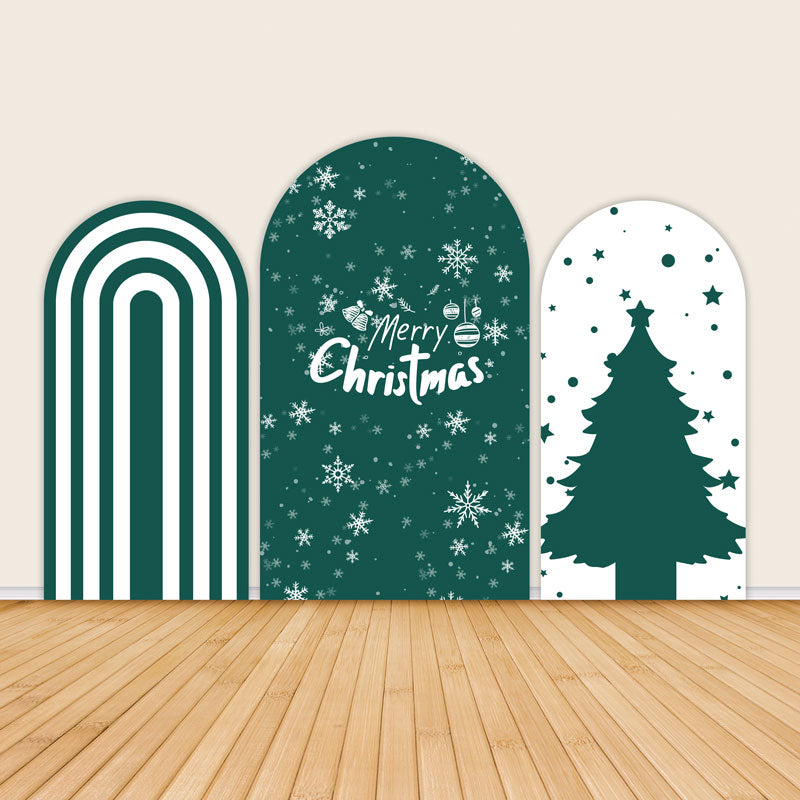 Minimalist Green Christmas Tree Party Arch Backdrop Covers-ubackdrop