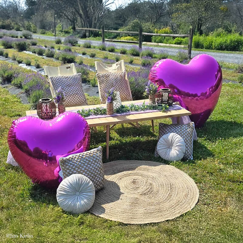 Hot Pink Shiny Hearts Inflatable Mirror Ball Reusable Big Bubble Balloon-ubackdrop