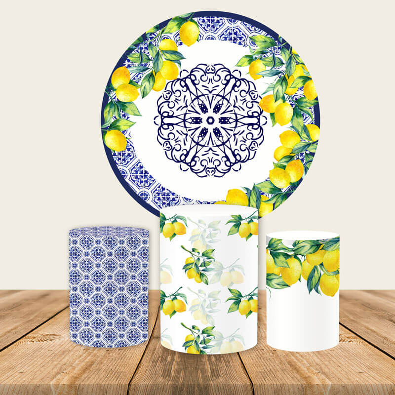 Positano Print Summer Fresh Lemon Baby Shower Party Decor-ubackdrop