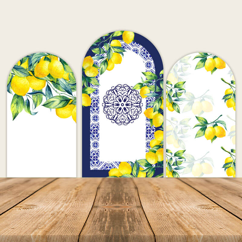 Positano Print Summer Fresh Lemon Baby Shower Party Backdrop-ubackdrop