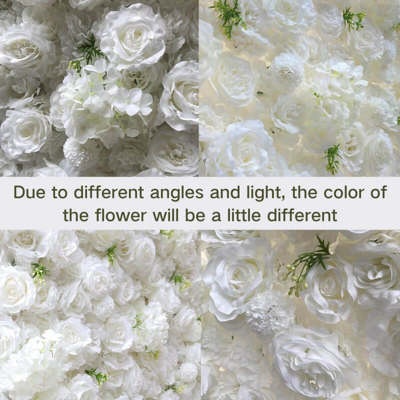 3D White Luxury Fabric Artificial Flower Wall Wedding Party Decor-ubackdrop