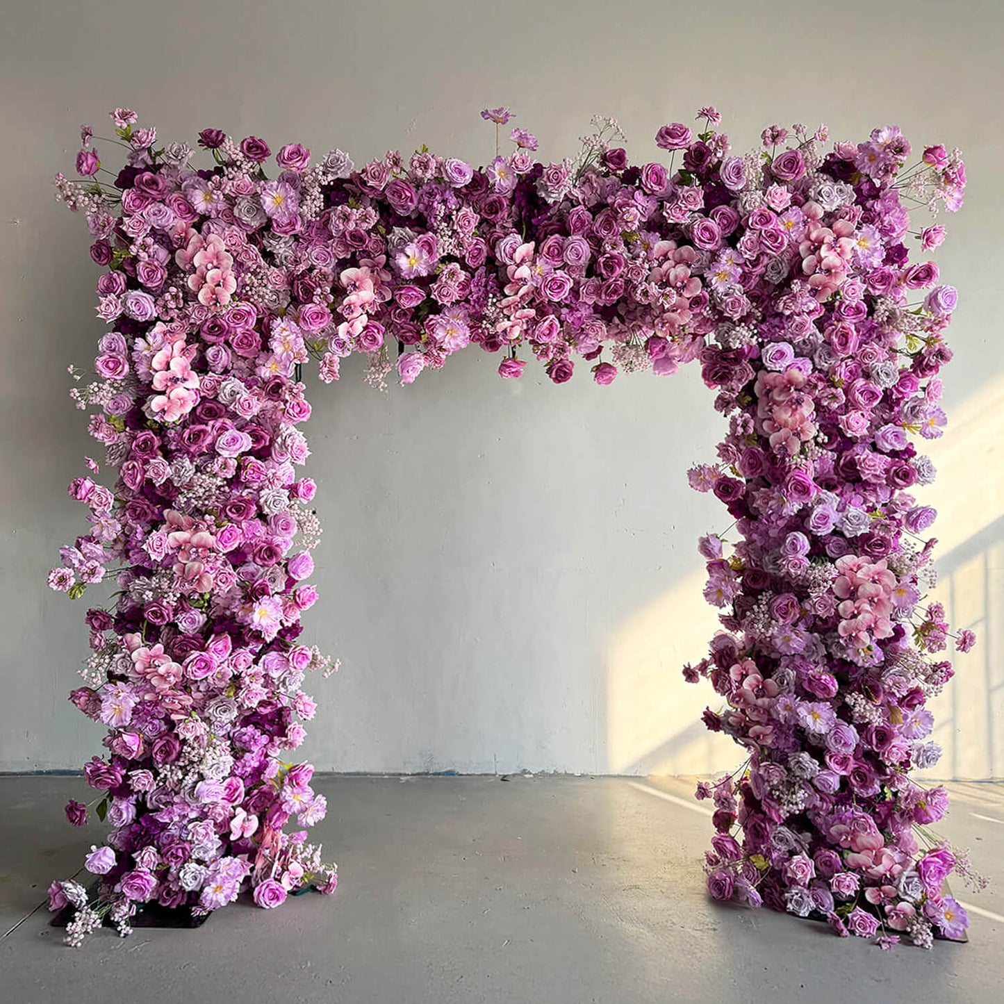 Purple Roses Fabric Artificial Arch Flower Wall-ubackdrop