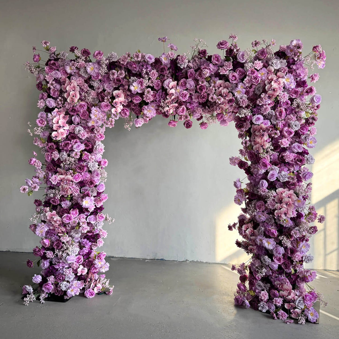 Purple Roses Fabric Artificial Arch Flower Wall-ubackdrop