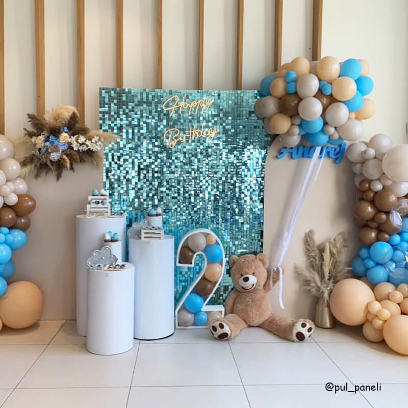 Tiffany Blue Shimmer Wall Panels – Easy Setup Birthday/Event/Theme Party Decorations-ubackdrop