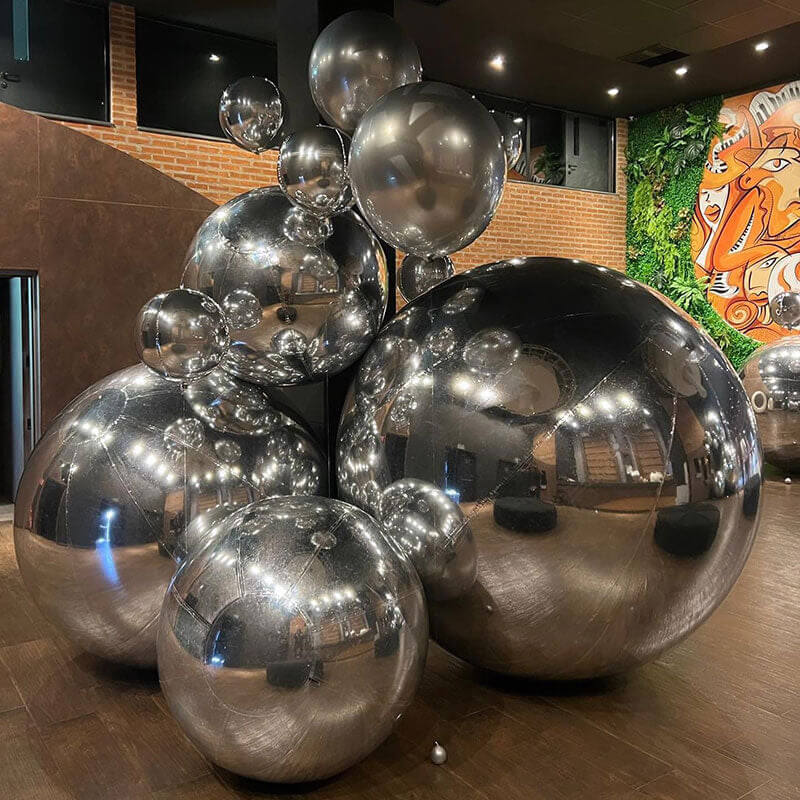 Silver Inflatable Mirror Ball Reusable Big Bubble Balloon-ubackdrop