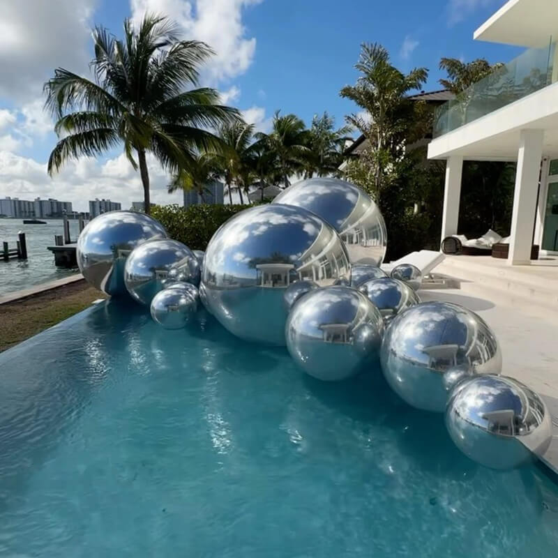 Silver Inflatable Mirror Ball Reusable Big Bubble Balloon-ubackdrop