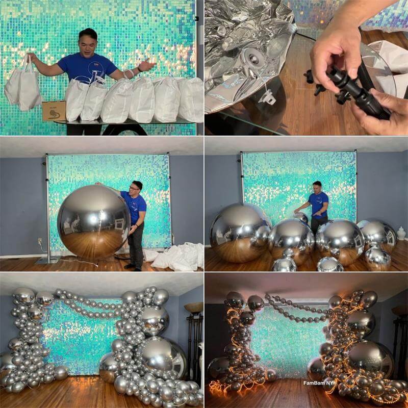 Silver Inflatable Mirror Ball Reusable Big Bubble Balloon-ubackdrop