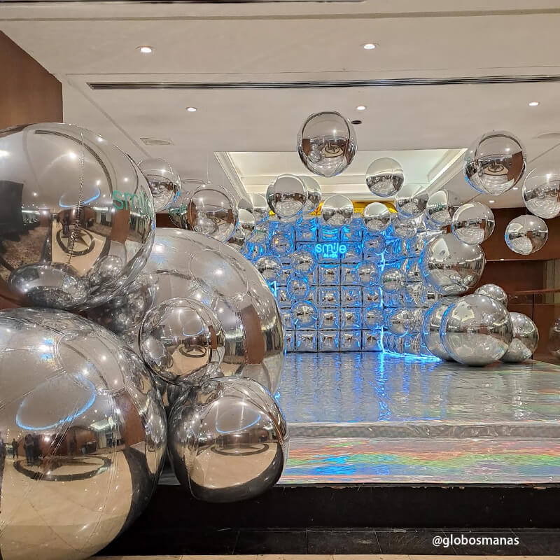 Silver Inflatable Mirror Ball Reusable Big Bubble Balloon-ubackdrop