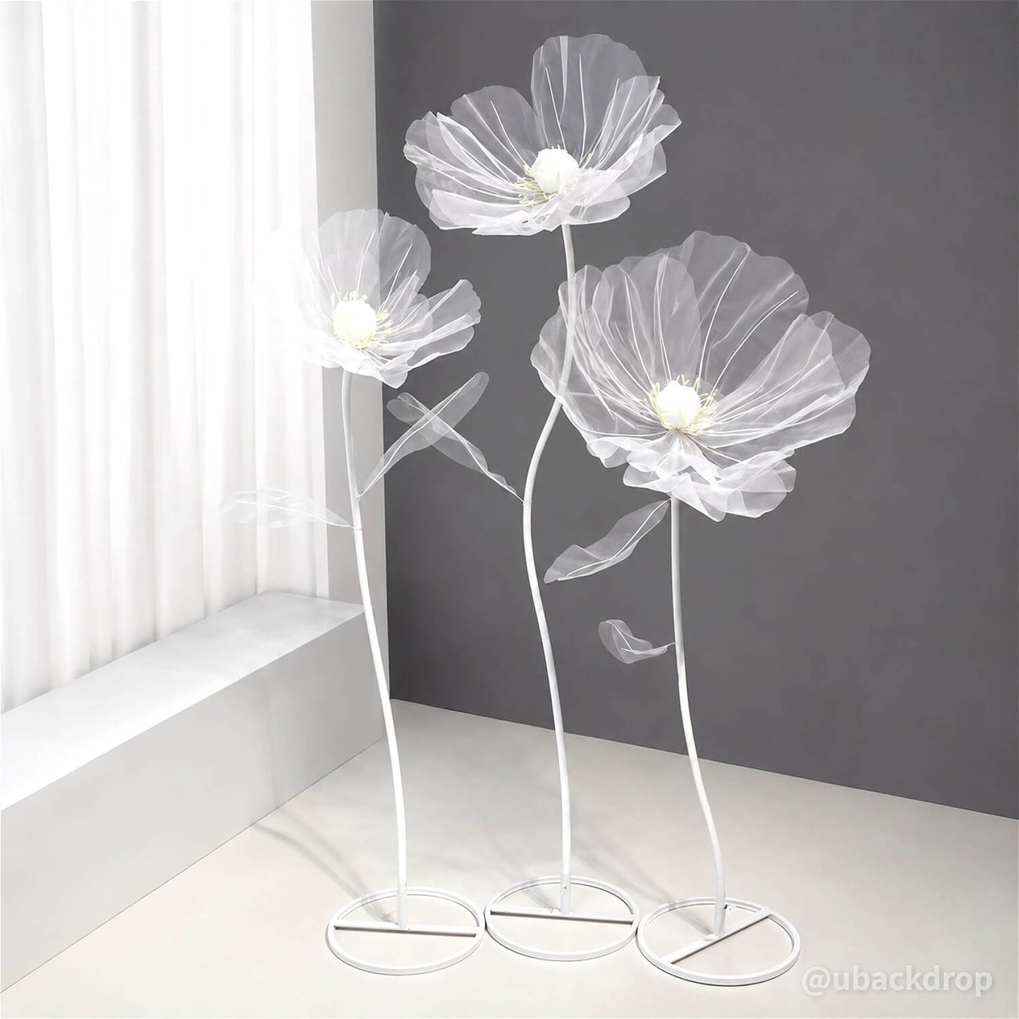 Artificial Standing Flowers Set Elegant White Floor Decor for Weddings & Events