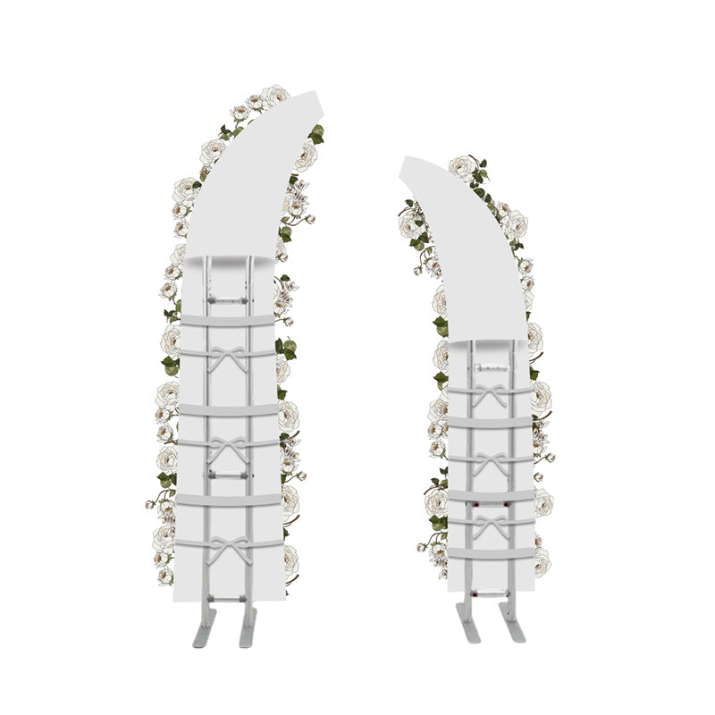 6+7FT White Rose and Hydrangea Horn-Shaped Flower Wall with Greenery for Party Decor-ubackdrop