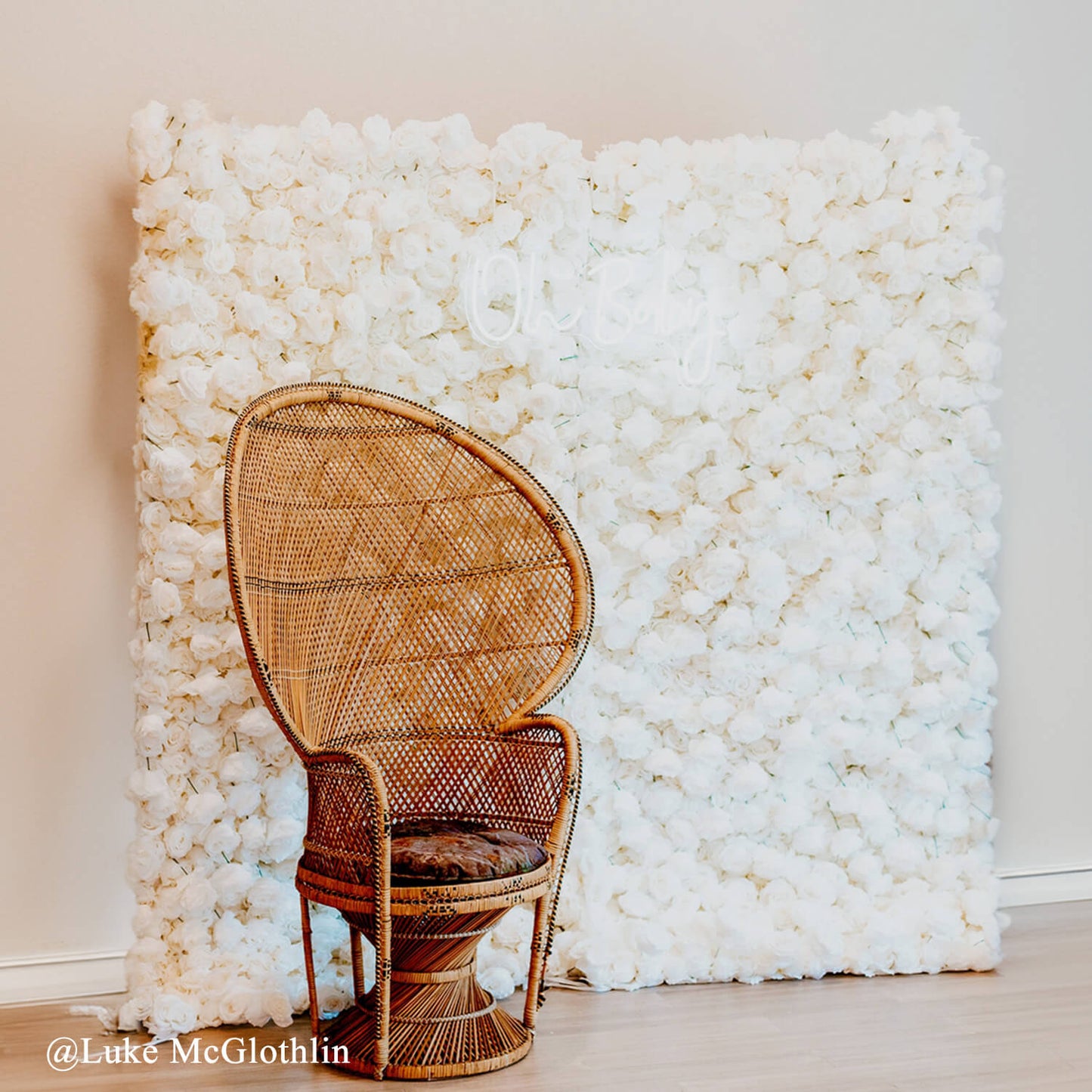 Full White Roses Fabric Artificial Flower Wall For Wedding Arrangement Event-ubackdrop