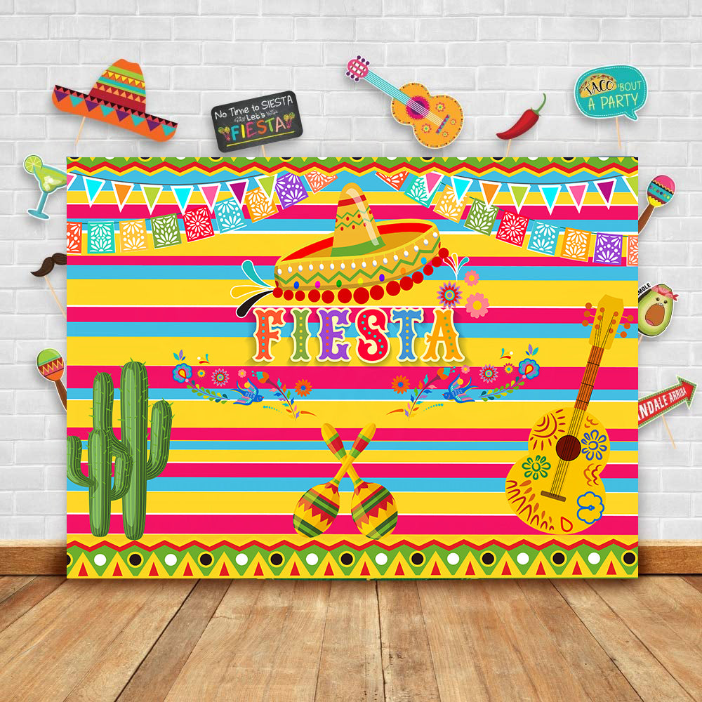Fiesta Birthday Party Photography Backdrops Mexico Fiesta Theme Party Decoration Banner Photo Studio Booth Custom Backdrop-ubackdrop