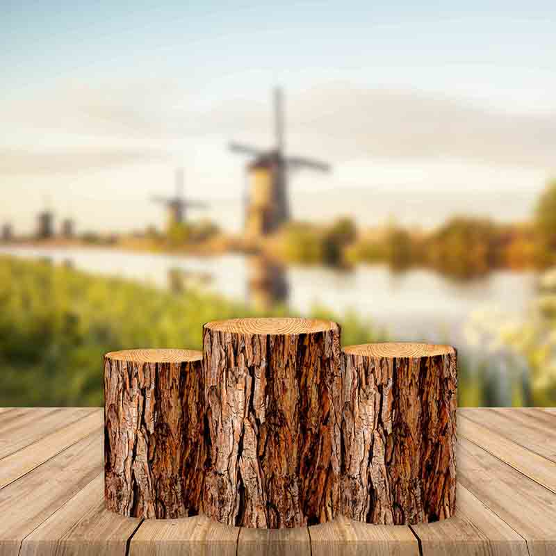 Tree Stump Utility Pedestal Covers Plinth Cover Printed Fabric Pedestal Cover-ubackdrop