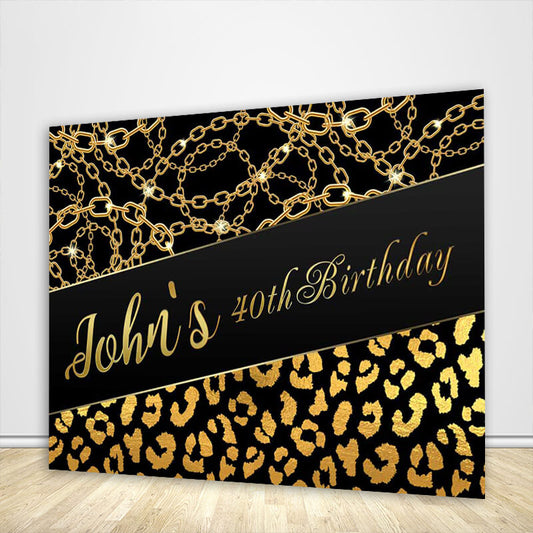40th Birthday Black and Gold Backdrop for Him-ubackdrop