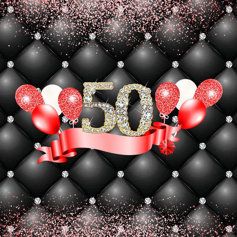 50th Birthday Backdrop Rose Gold-ubackdrop