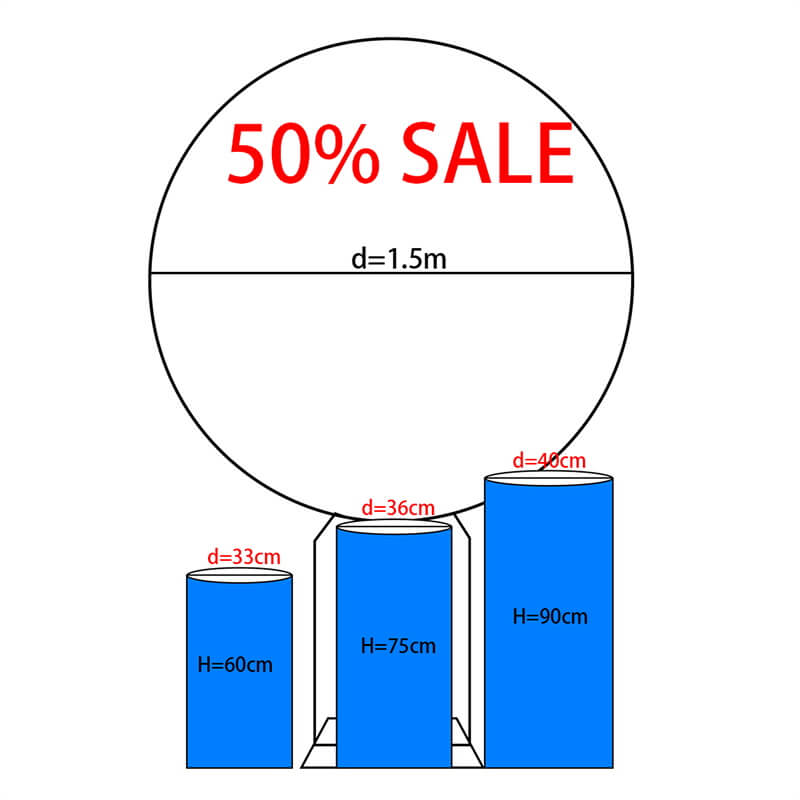 5ft Round Wall Stand with Double-sided Cover Plus 3 Collapsible Cylinder Stands with Covers-ubackdrop