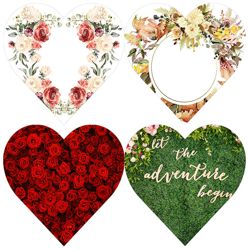 6.5ft Party & Hoop Balloon Heart Shape Loop Flower Arch Photo Booth Backdrop Stand Heart Backdrop-ubackdrop