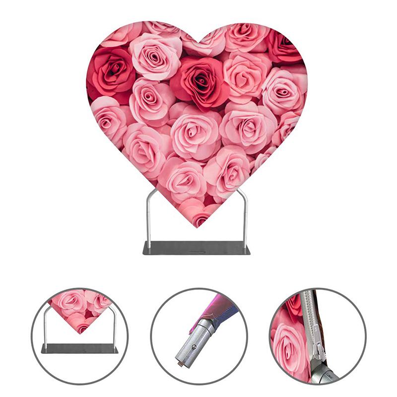 6.5ft Party & Hoop Balloon Heart Shape Loop Flower Arch Photo Booth Backdrop Stand Heart Backdrop-ubackdrop
