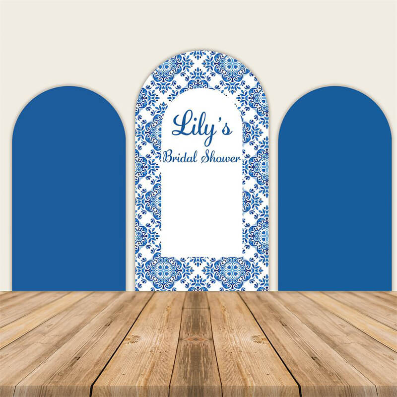 Amalfi Arch Blue Bridal Shower Arched Wall Cover-ubackdrop