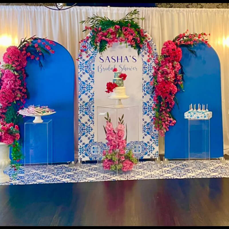 Amalfi Arch Blue Bridal Shower Arched Wall Cover-ubackdrop
