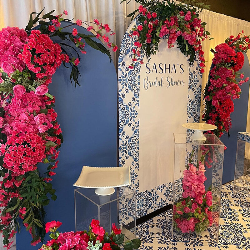 Amalfi Arch Blue Bridal Shower Arched Wall Cover-ubackdrop