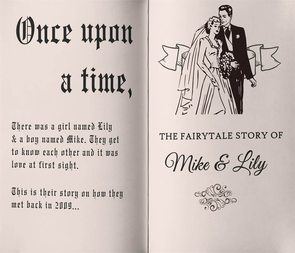 Once Upon A Time Wedding Storybook Backdrop - Designed, Printed & Shipped-ubackdrop