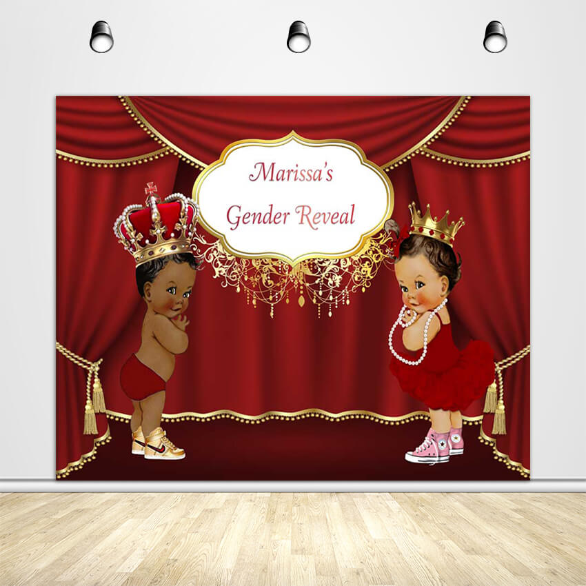 Prince or Princess Gender Reveal Backdrop - Designed, Printed & Shipped-ubackdrop