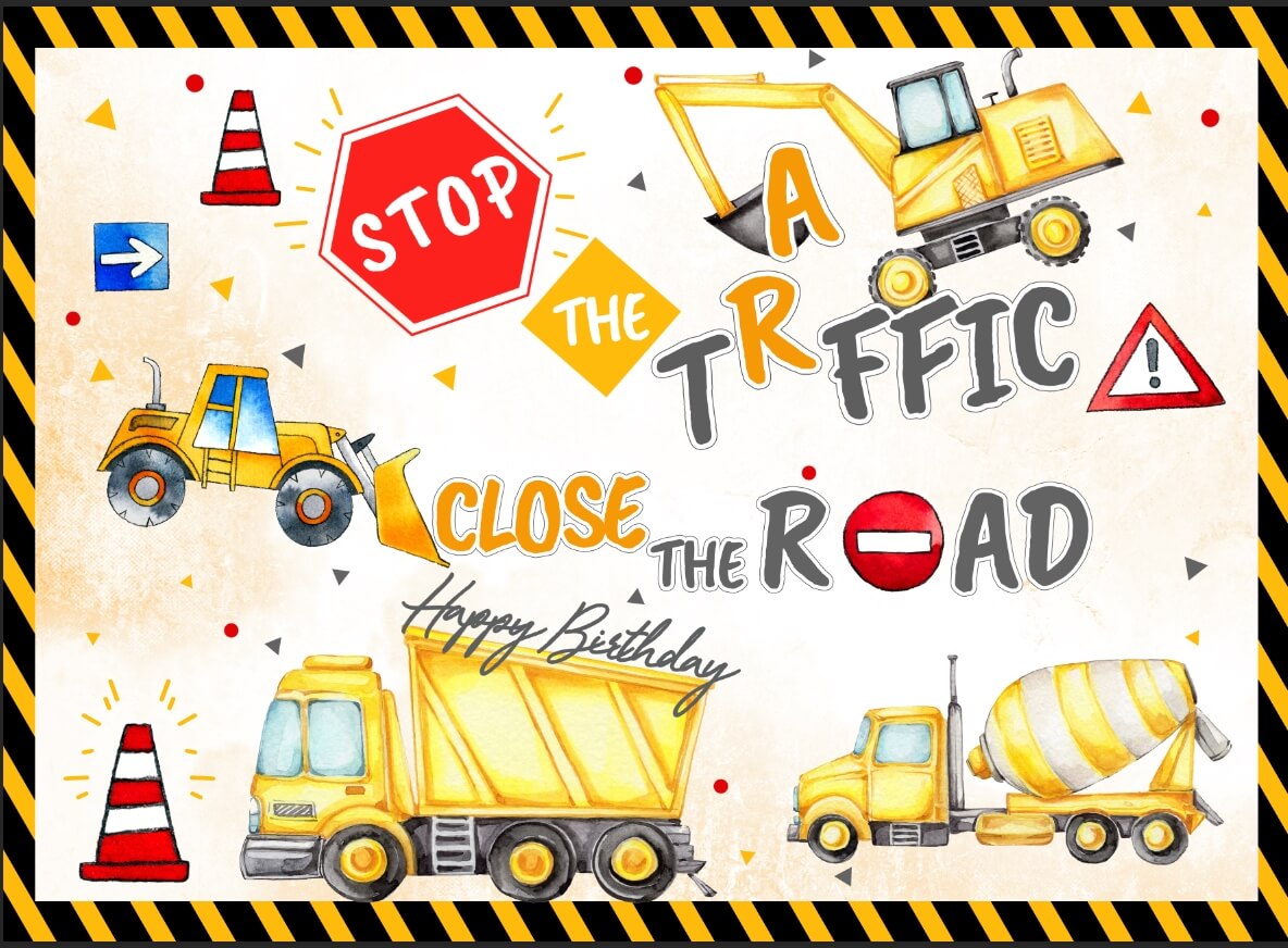 Construction Truck Boy Birthday Party Backdrop-ubackdrop