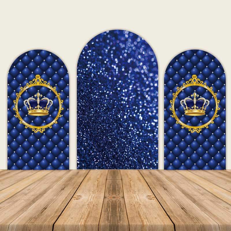 Royal Blue Little Prince Baby Shower Arched Wall Cover-ubackdrop