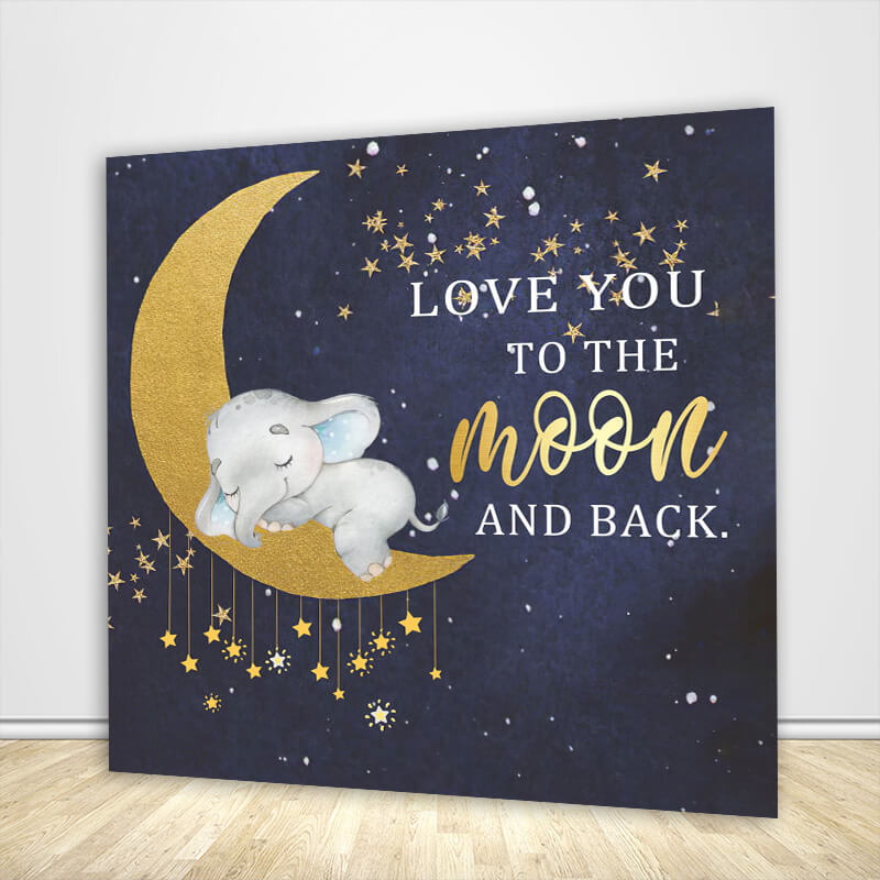 Blue Elephant Baby Shower Birthday Party Backdrop-ubackdrop