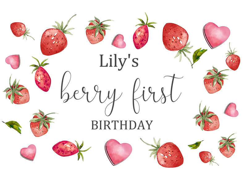 Strawberry and Berry Girl Birthday Party Backdrop-ubackdrop