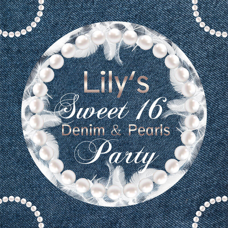 Blue Sweet 16 Birthday Party Backdrop-ubackdrop